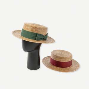 Chapeau de paille unisexe vintage européen et américain 2025, style canotier plat, nouvelle mode estivale, en herbe de palme naturelle tressée à la main, avec nœud, protection solaire - Product Image 1