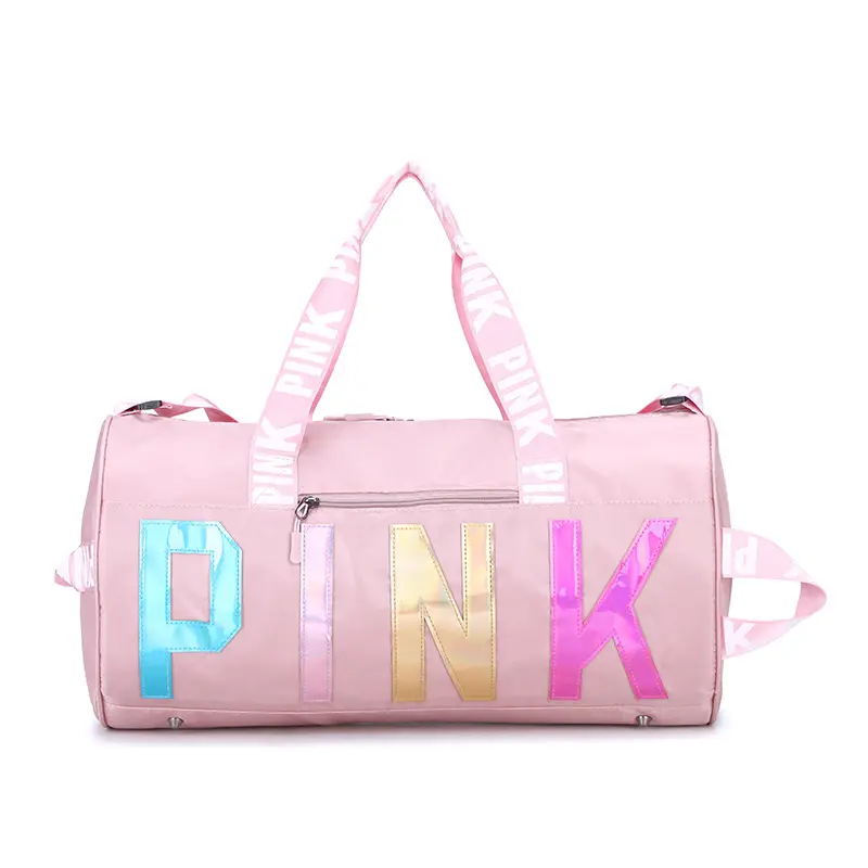 Custom logo small travel bag mini duffel bag manufacturers waterproof pink duffle bags with slippers