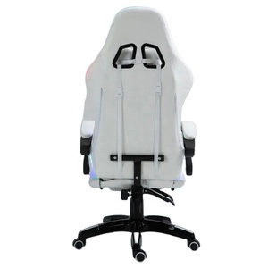 Sillitas DE cuero Pu para juegos DE ordenador, <span class=keywords><strong>Silla</strong></span> DE juegos con <span class=keywords><strong>luces</strong></span> Led Rgb, con reposapiés, baratas, color blanco - Product Image 3