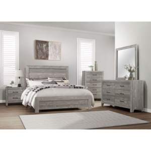DB Rustic Design 1pc Gray Chest <b>with</b> <b>Storage</b> <b>Drawers</b> <b>Black</b> Metal Hardware Bedroom Furniture - Product Image 5