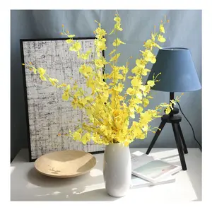 QSLH- C1361 Artificial Flowers Silk Yellow Oncidium Hybridum Artificial Orchid for Wedding Home Decor