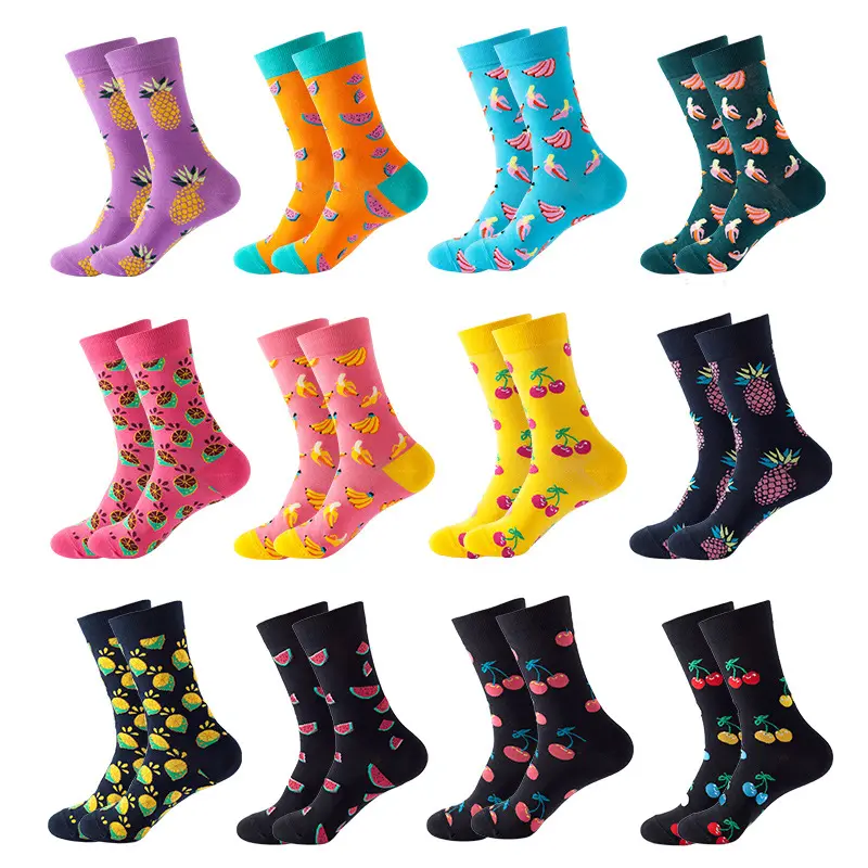 Wholesale Women Colorful Novelty Socks Custom Logo Unisex Funny Cotton Happy Crew Dress Socks for Men