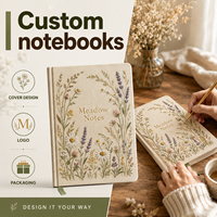Carnet de notes en toile de lin LABON Meadow Notes avec broderie botanique, logo personnalisé et ensemble de papeterie pour le suivi des habitudes florales