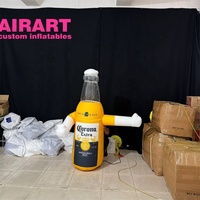 Club de publicité décorant le danseur gonflable de main de vague, danseur gonflable d'air de bouteille de bière
