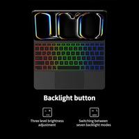 Clavier magnétique fin pour iPad avec rétroéclairage 7 couleurs, pavé tactile intégral multi-touch, coque en cuir PU et alliage d'aluminium, saisie vocale