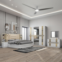 Ensemble de meubles de chambre à coucher Davini au design moderne, en MDF, comprenant armoire, table de chevet, coiffeuse et rangements, pour lit de 1,8 m, finition laquée