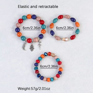 Commercio all'ingrosso a buon mercato stile Boho gioielli elastici grappoli di perline ciondolo pila di bracciale elasticizzato set per le donne degli uomini - Product Image 2