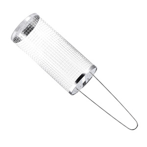 Stainless Steel BBQ Grill Cage Cylindrical Mesh Roller Portable Outdoor Grilling Tool - Product Image 2