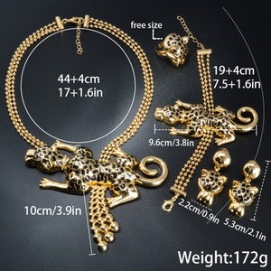 Parure de bijoux ethniques léopard en zircon plaqué or 14 carats de luxe pour femme - Idéale pour mariages, anniversaires et soirées - Product Image 6