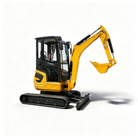 Mini-excavatrice à moteur d'une capacité de 2,5 tonnes avec cabine fermée pour applications de chargement