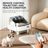 Bac à litière pour chat intelligent, contrôlé par application, écologique, facile à nettoyer, 80L, désodorisation à une touche, capteur infrarouge, bac amovible, pulvérisateur