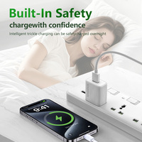 Cargador de Pared USB de 12W 2.4A con Cable Tipo C de 3A, Enchufe Estadounidense, Protección Inteligente IC Múltiple para iPhone, Android y Dispositivos Electrónicos Inteligentes