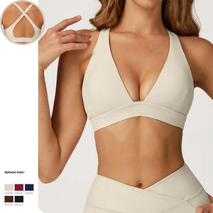 Reggiseno sportivo JY a vita alta, personalizzabile, di nuova tendenza, per donna, effetto seconda pelle, per corsa all'aperto, yoga e <span class=keywords><strong>fitness</strong></span>, con schiena incrociata. - Product Image 1