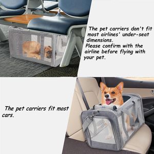 Sac de transport pliable pour chat et <span class=keywords><strong>chien</strong></span>, <span class=keywords><strong>en</strong></span> tissu Oxford souple, avec sangle réglable, approuvé par les compagnies aériennes, grand modèle, gris - Product Image 5