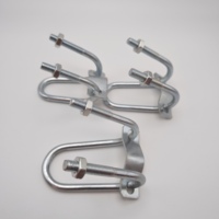 Boulon en U en acier galvanisé avec plaque de base carrée, partiellement fileté M8 M10, fixation pour support solaire photovoltaïque et construction de serres