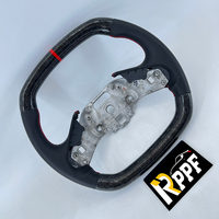 Volant personnalisé RPPF à 3 branches en cuir lisse et fibre de carbone, finition brillante/mate, logo brodé personnalisable pour Chevrolet