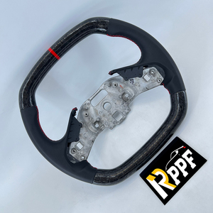 Volante RPPF personalizzato a 3 razze in pelle liscia e fibra di carbonio, finitura lucida/opaca, <span class=keywords><strong>logo</strong></span> cucito personalizzabile per Chevrolet - Product Image 2