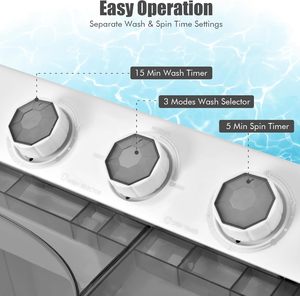Lavadora de Doble Tambor Eléctrica Semiautomática de Carga Superior con Interfaz en Inglés para Uso Doméstico - ¡Gran Oferta! - Product Image 5