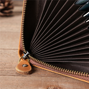 1121 cuero genuino hombres Retro <span class=keywords><strong>corto</strong></span> acordeón tarjetero Licencia de Conducir monedero primera capa de cuero de vaca comercio exterior - Product Image 2