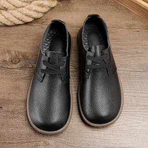 Chaussures bateau décontractées pour hommes en cuir véritable rétro, bout rond, semelle EVA respirante, toutes saisons - Product Image 2