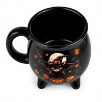 Tasse à café Caldeirão de Sorcière de Noël, Tasse à café d'Halloween avec motif labyrinthe en argile violette, Coffrets cadeaux, Nouveauté, Tasses à eau