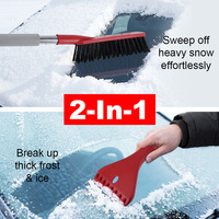 Brosse déneigeuse télescopique 2-en-1 avec poignée EVA et poils, grattoir à glace personnalisé pour voiture