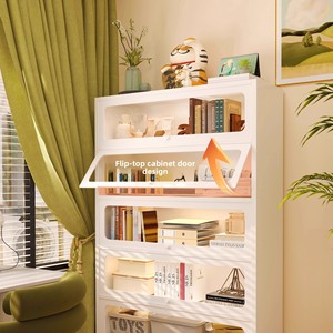 Estantería de Acero con Puerta de Vidrio, Librería Infantil, Mueble de Almacenamiento para Sala de Estar, Vitrina Antipolvo, Estante de Hierro Forjado - Product Image 2