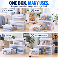 Boîtes de rangement en plastique transparent avec couvercles et roulettes pour la maison, la chambre, la buanderie, les vêtements, les draps, les organiseurs de rangement
