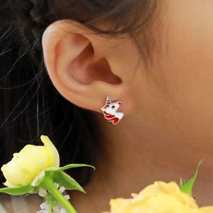Dylam Hypoallergenic Nickel Free 925 Sterling <b>Silver</b> Kid Children 5A CZ Cubic Zirconia Tiny Enamel Unicorn Shape <b>Stud</b> Earrings - Product Image 6