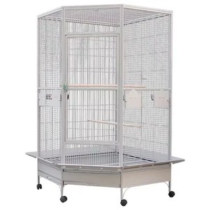Jaula Grande Blanca <span class=keywords><strong>para</strong></span> Pájaros con Base Rodante, Platos de Acero Inoxidable <span class=keywords><strong>para</strong></span> Loros y Periquitos, Amplio Aviario Metálico <span class=keywords><strong>para</strong></span> las Cuatro Estaciones - Product Image 6