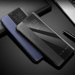 Setengah View Cover Kulit Case untuk Samsung Galaxy A11 Penutup Telepon; harga Murah untuk Samsung A01 A11 Lihat Magnet Case Kulit