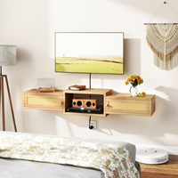 Combohome Meuble TV mural moderne avec portes de rangement, centre de divertissement pour salon