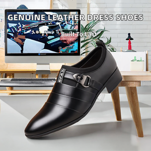 Chaussures habillées de bureau pour hommes en cuir véritable faites à la main, fermeture à lacets, confortables, plates, bout fermé, imperméables, oxfords d'hiver - Product Image 2