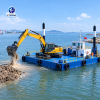 Barge flottante pour excavatrice modulaire de 20 tonnes pour le dragage en eaux peu profondes et le nettoyage des canaux