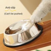 Gamelle antidérapante en acier inoxydable poli avec base en caoutchouc, résistante aux morsures, pour chiens et chats de toutes races, usage intérieur - Vente en gros
