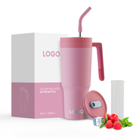Gobelet à café en acier inoxydable 304 à double isolation de 40oz avec poignée de 1200ml et infuseur de fruits