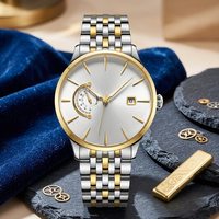 Montre à quartz multi-affichage, design tendance, affichage de la date, bracelet en acier inoxydable, emballage en boîte cadeau