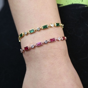 Bracelet rouge vert géométrique rectangle cz pour femmes, nouvel arrivage de printemps <span class=keywords><strong>2023</strong></span> - Product Image 5