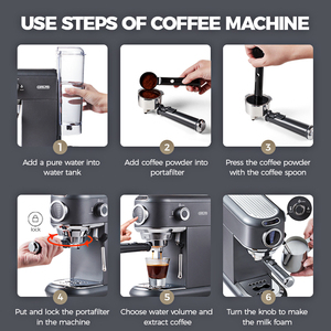 Machine à expresso électrique en acier inoxydable CAFELFFE MK-601F 4-en-1 avec mousseur à lait, pression de 20 bars, compatible avec les dosettes /D*/<span class=keywords><strong>ESE</strong></span> - Product Image 3