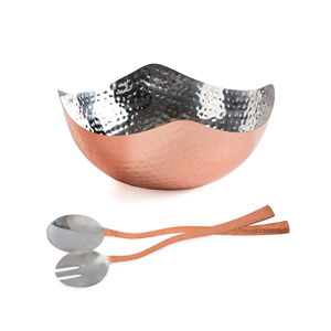 Tazón de cobre pulido de grado certificado con cuchara martillado diseñado estilo de lujo duradero hecho a mano a la venta por exportador - Product Image 1