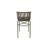 Chaise de bistrot verte à hauteur de comptoir pour projet hôtelier de complexe de loisirs, tabouret de bar extérieur en corde et aluminium pour villa, jardin, bord de piscine