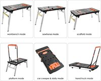Table de travail pliable multifonctionnelle robuste en ABS 7 en 1 avec roues pour garage, atelier, bricolage, travail du bois et réparation à domicile
