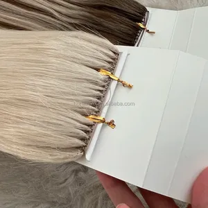 Extension per capelli con linea di piume Micro capelli a maglia di alta qualità 12A 100% di vera piuma di gallo capelli umani