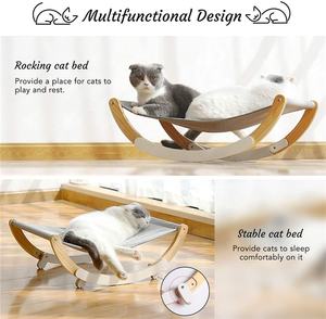 3-em-1 cama de árvore de gato de madeira com Swing & Hammock Indoor Cat <span class=keywords><strong>Scratcher</strong></span> Sofá com plataforma permanente Mobiliário de gato com economia de espaço - Product Image 6