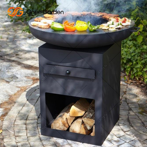 Vente en gros de barbecues au bois noir personnalisés pour jardin extérieur arrière-cour métal acier avec accessoires de bois de chauffage - Product Image 3