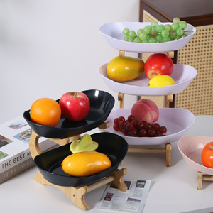 Bandeja de Frutas de Tres Niveles con Marco de Bambú, Bandeja de Aperitivos Multicapa, Decoración de Mesa para el Hogar, Diseño Duradero - Product Image 3
