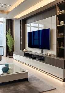 Meuble TV mural flottant Design moderne monté sur tout le mur Meuble TV Stands Meuble TV de salon Ensemble d'unités TV - Product Image 5