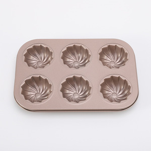 Carbon Steel 6 Piece <b>Threaded</b> Cupcake Mold Muffin Pan Round Light Gold Oven Safe Baking <b>Tool</b> For Home Use - Product Image 4