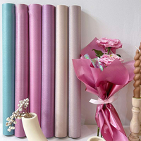 Papier d'emballage floral de luxe en satin de soie texturé, imperméable, en rouleau, pour bouquets, en pâte vierge enduite, pour cadeaux