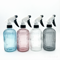 Bouteille pulvérisatrice manuelle ronde en verre de 400 ml (14 oz) transparente, grise, rose, verte, bleue, avec buse de pulvérisation tête de tigre pour l'arrosage des plantes
